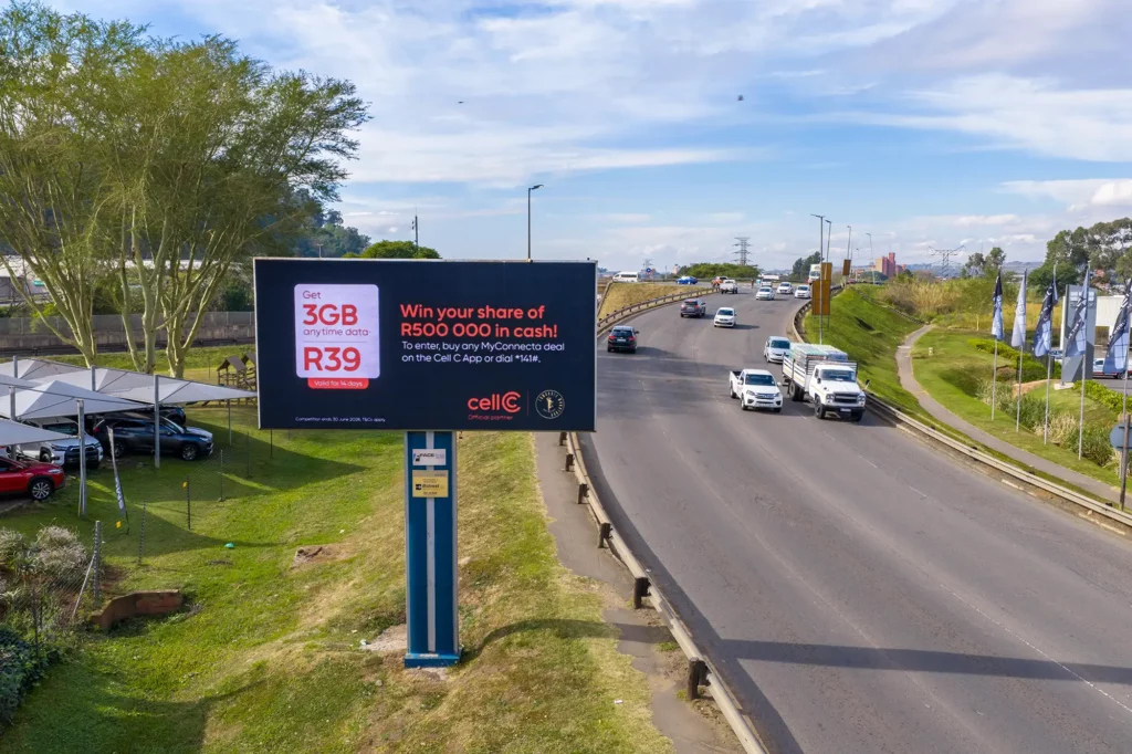 Outdoor advertising billboard positioned for strong audience reach